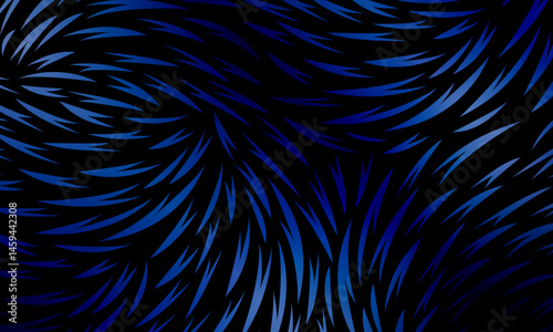 Abstract blue fur texture pattern on black background. shiny artistic background.