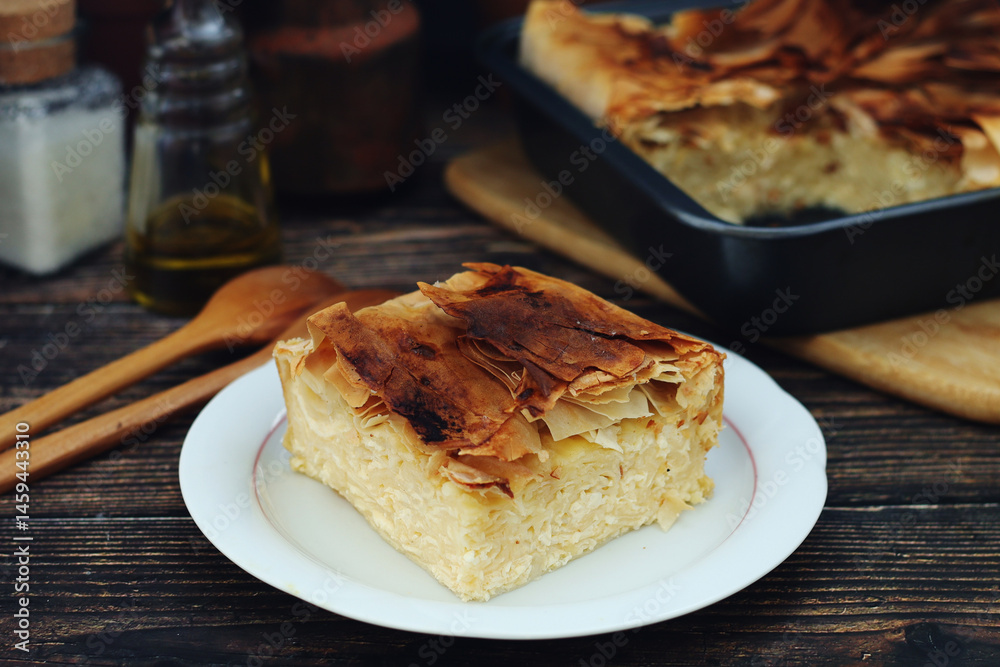 Gibanica, a traditional pastry dish popular all over the Balkans
