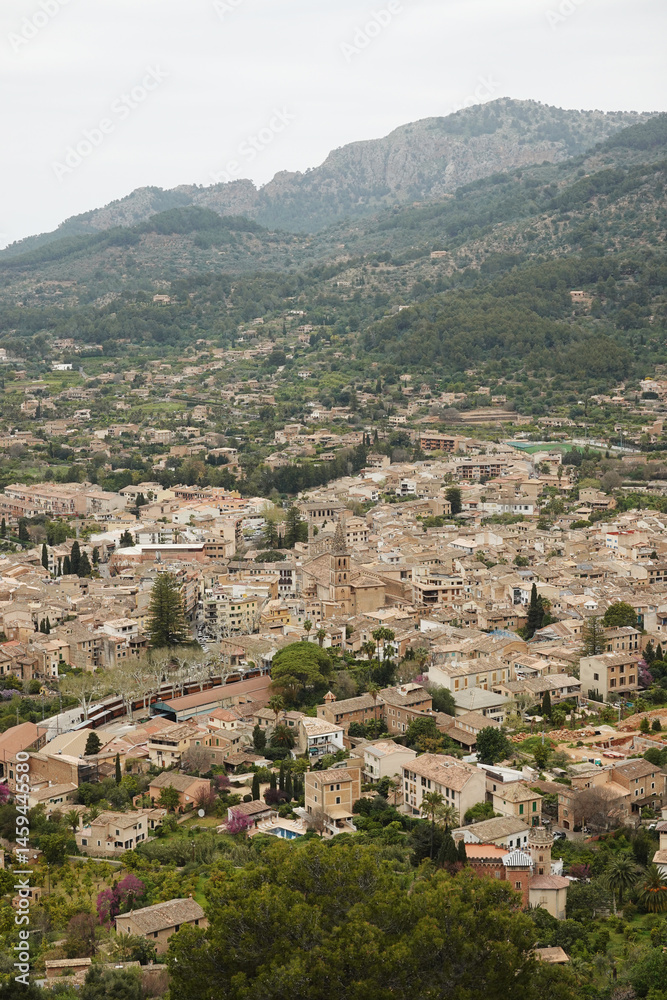The panorama of Soller from Ses Tres Creus, Mallorca, Spain