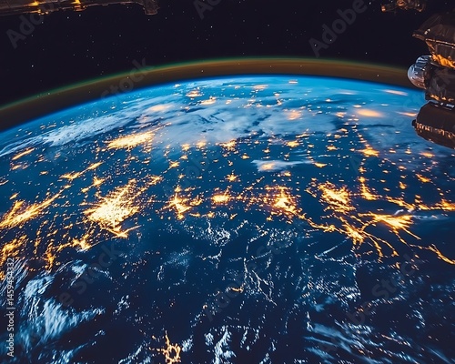 Earth at night, city lights