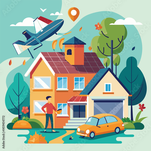 Flat Illustration of Property Insurance for Accidental Damage Coverage