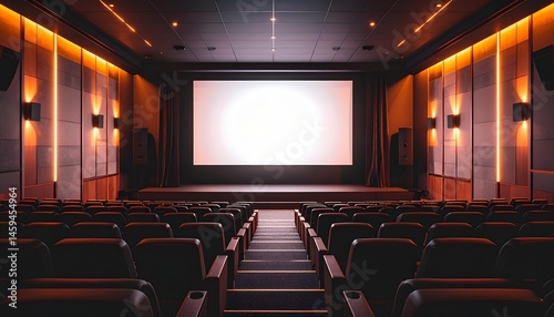 Cinema Projection Screen Mockup - Background for Application Presentation - Template for Movie Screen - Wide Screen in Theathers - White Screen for Product, Interface Design - App, Web, UI Design