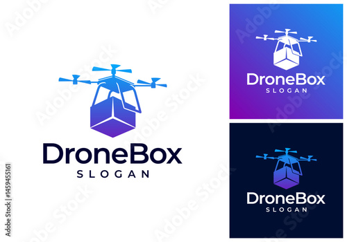 drone box icon logo vector design