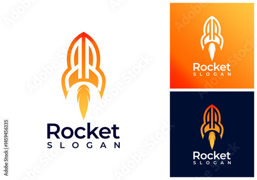 Rocket R Logo Vector Design, RR Initial Rocket Logo Vector