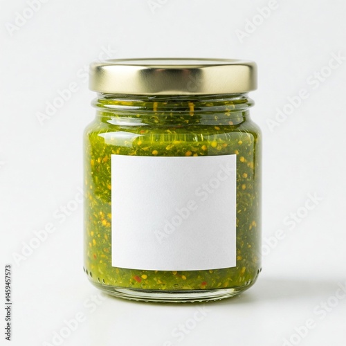 Japanese Yuzu Kosho Paste Mini Glass Jar Blank Label White Background