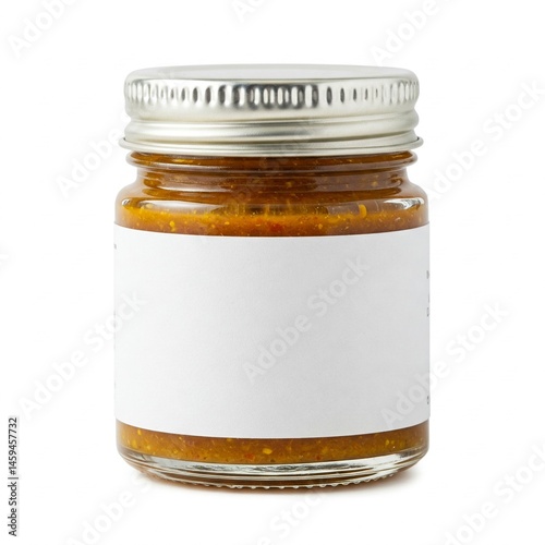 Japanese Yuzu Kosho Paste Mini Glass Jar Blank Label White Background