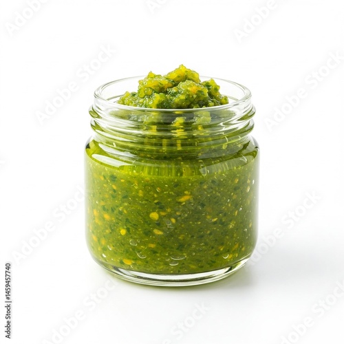 Japanese Yuzu Kosho Paste Mini Glass Jar Blank Label White Background