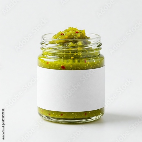 Mini Jar Yuzu Kosho Japanese Paste Isolated Blank Label White Surface