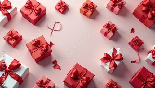 Elegant gift boxes, ribbon bows, seamless pattern, bow, textile, design