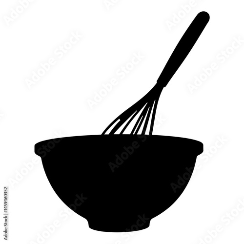Silhouette of whisk mixing in bowl, culinary creativity