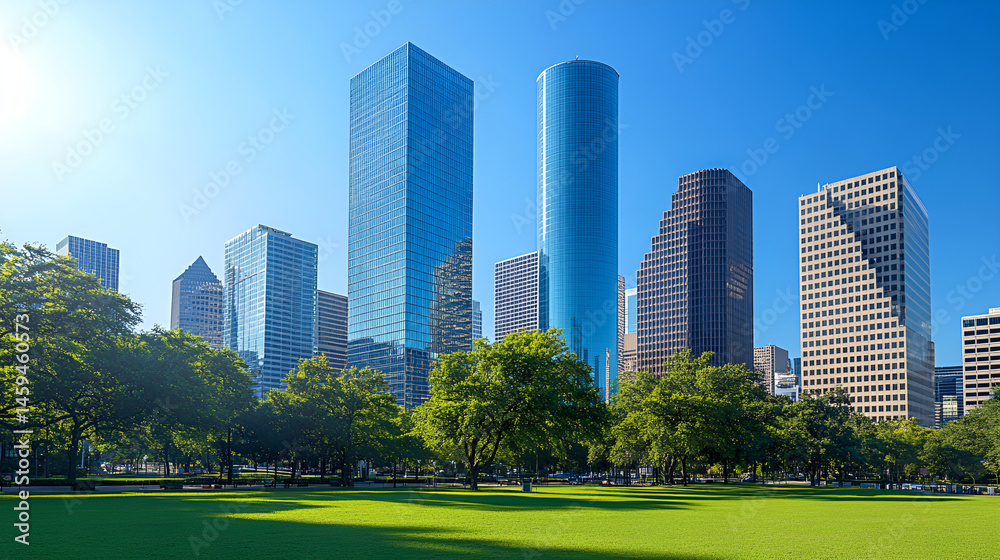 Obraz premium Modern business architecture highlighted against a bright background, perfect for enhancing the visual impact of your PowerPoint presentations.