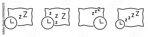 Sleeping Time icon set.  Sleeping Time vector icon in line design for web design, logo and mobile app. Symbol of Sleeping Time on white background. Vector illustration.