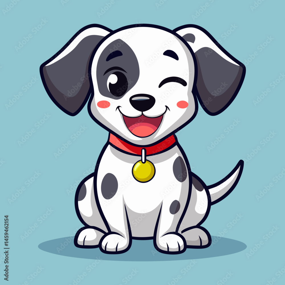 Naklejka premium Download Cute Dalmatian Dog Wink Eye Cartoon Vector Icon Illustration Eps File For Design.