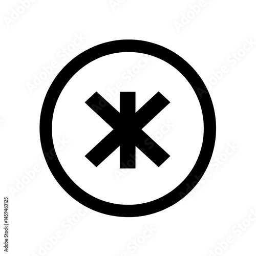 Asterisk symbol inside circle representing attention mark, special function, or universal reference icon
