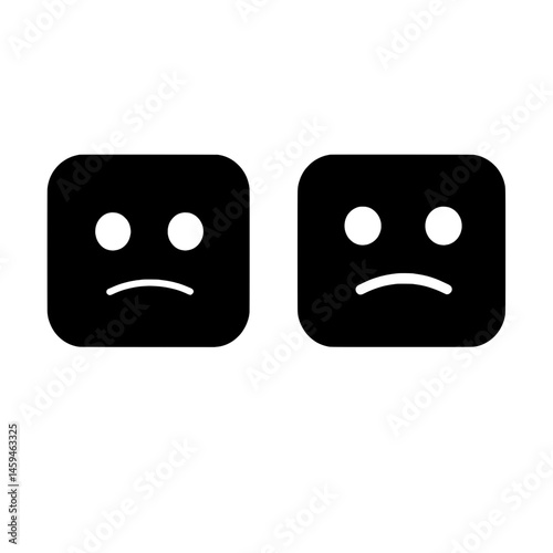 Icon set of two square faces with round eyes and different mouth expressions indicating mood or emotion
