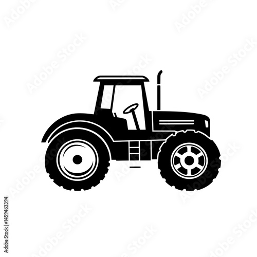 Outline tractor icon with medium-sized wheels and cabin for agricultural and rural work representation