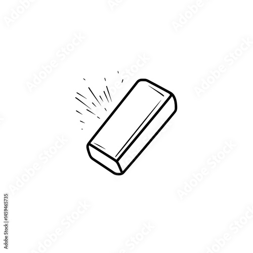 Minimal icon of tilted eraser with rubbing effect lines suggesting deletion or correction