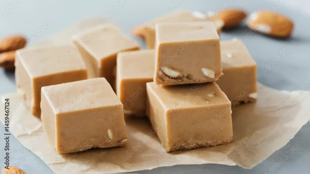 Delicious Almond Fudge Treats on Counter Delicious Almond Fudge Treats on Counter