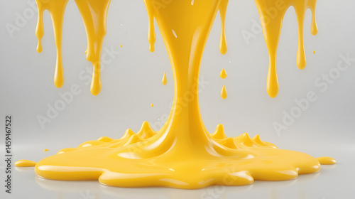 realistic yellow melting cheese liquid flowing on transparent background. spreading liquid cheese cream collection set vector decoration