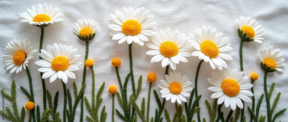 Fototapeta premium White daisies with yellow centers