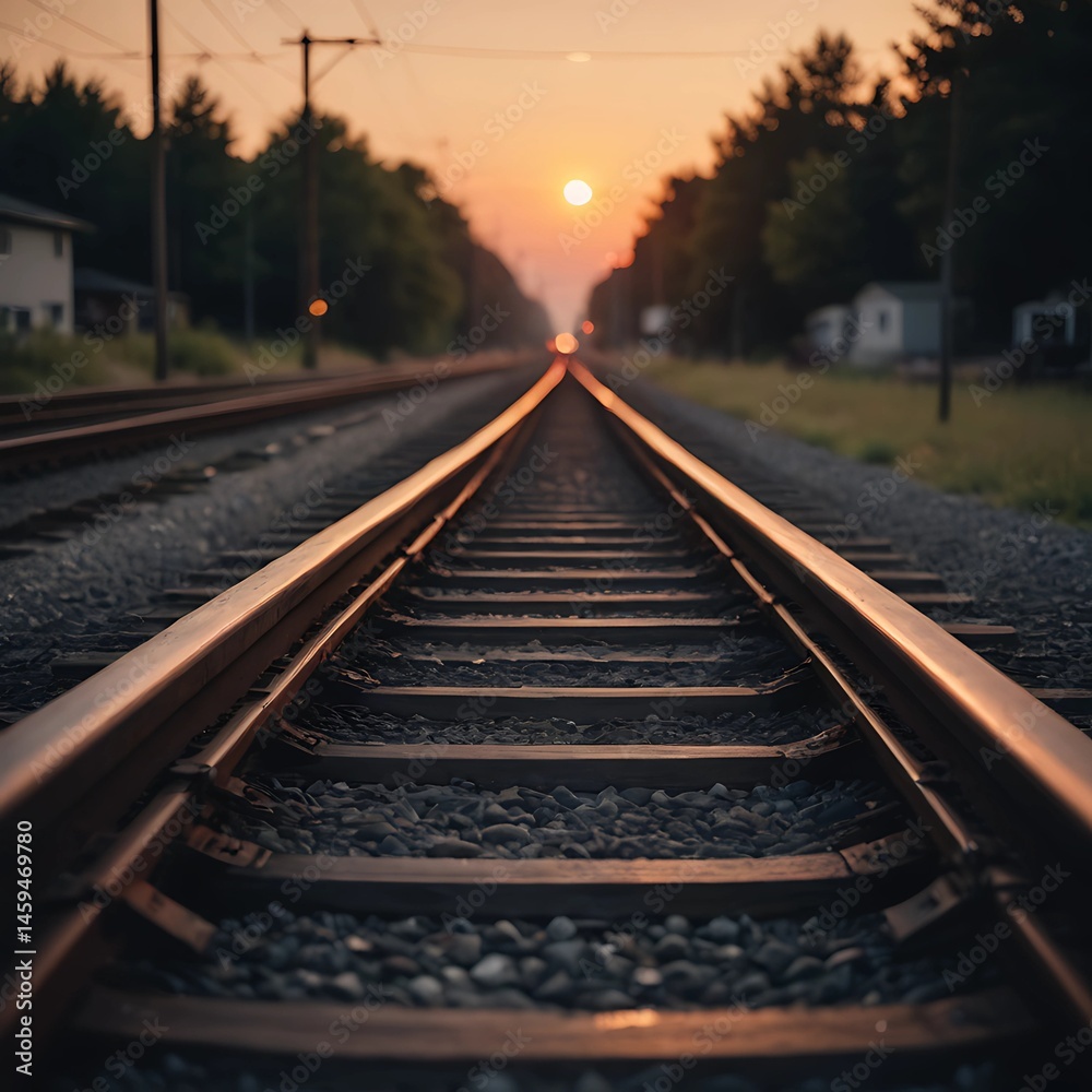 Naklejka premium Railroad Tracks at Sunset