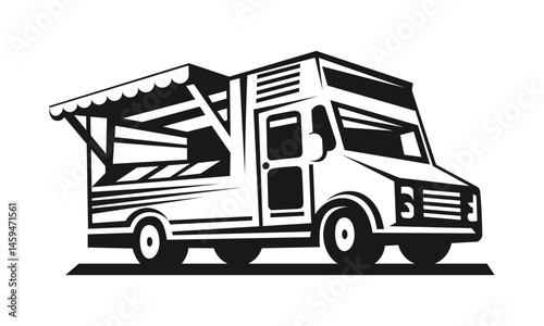 food truck logo design vector icon template
