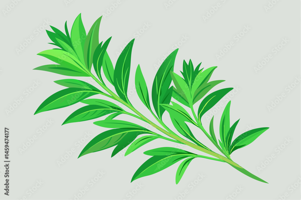 Fototapeta premium Minimalistic plant silhouette vector illustration featuring a leafy stem with natural curves and botanical elegance. Ideal for eco-friendly designs, nature themes, home decor, gardening graphics, tatt
