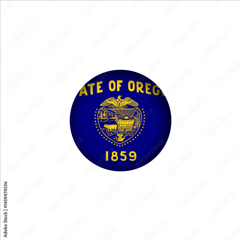 Naklejka premium Oregon flag in 3D sphere. Oregon flag logo illustration. Oregon flag icon.