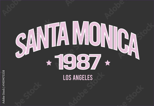 Santa monica LA college font letter basketball teams league Club Varsity  USA Trending Script Slogan Whreaf Graphic Tee t-shirt logo artwork typography tote badge sports  Malibu