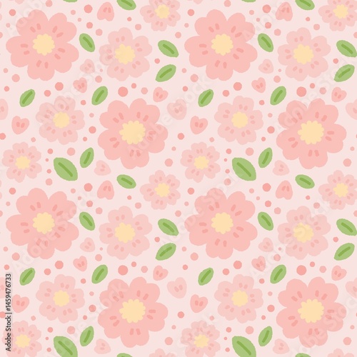 Cherry blossom pattern on pink background
