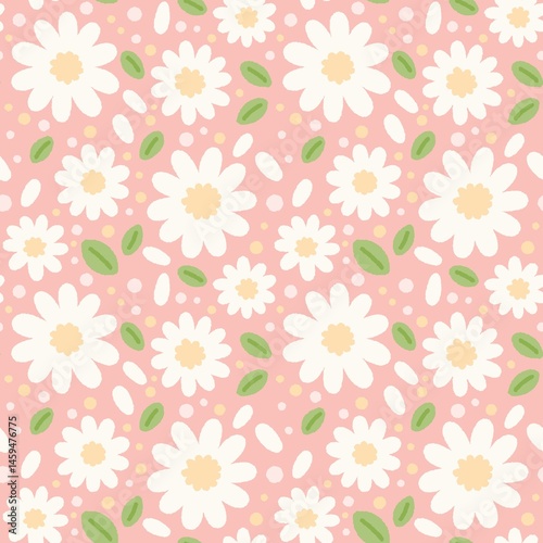 Daisy pattern on pink background