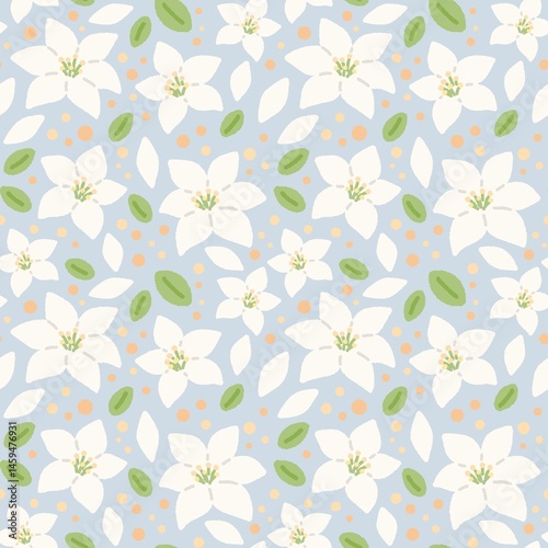 Lily pattern on blue background