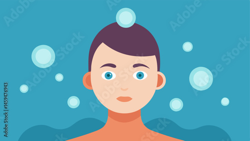 Gentle Exosome Infusion An image portraying a facial treatment where tiny exosomes depicted as small glowing spheres are being absorbed into the skin transforming texture from