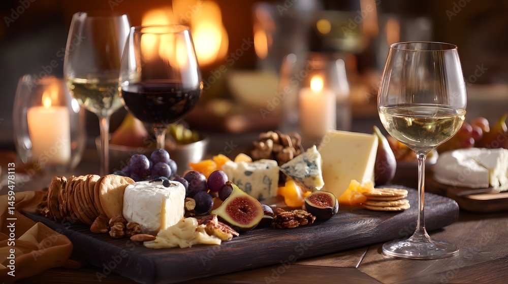 Cheese Board and Wine: Elegant Gourmet Appetizer