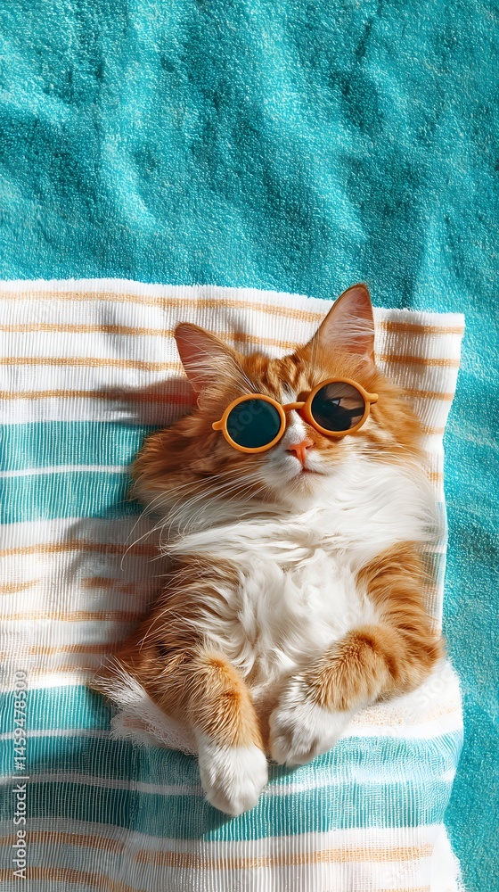 Cool Cat Sunglasses: Tabby Kitten Relaxing in Shades