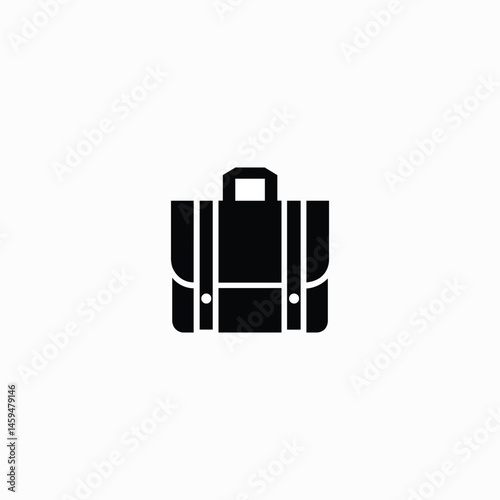 Silhouette of a black briefcase icon on white background.