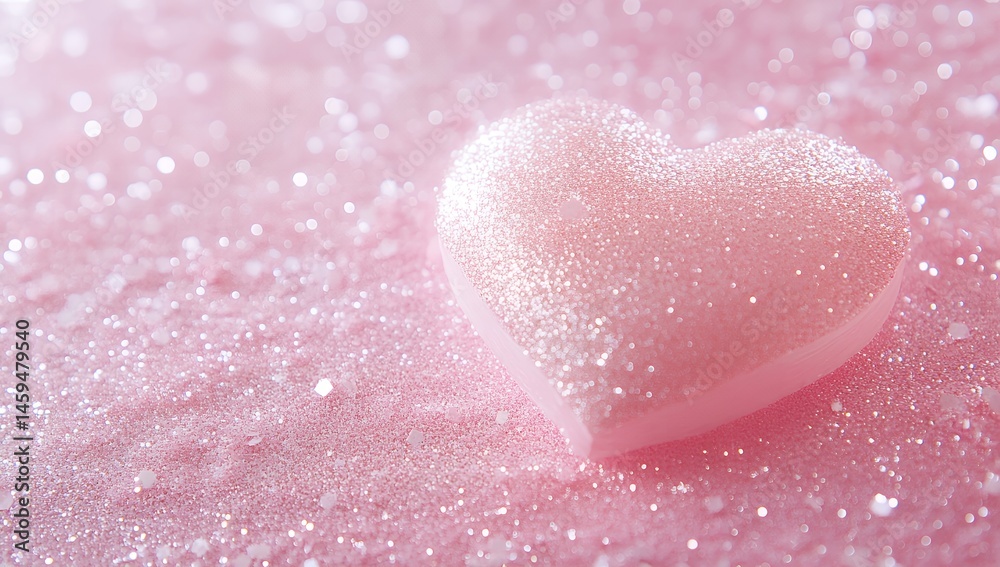 Obraz premium Pink Glitter Heart on Sparkling Background Romantic Valentine s Day Image