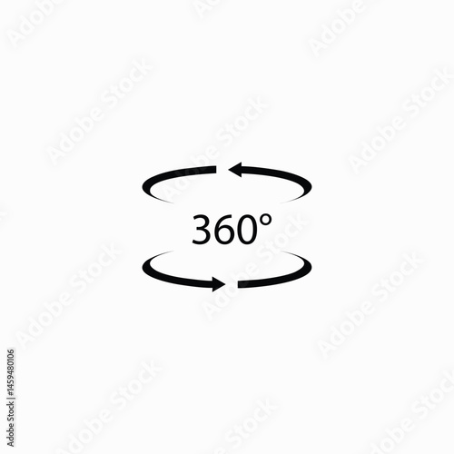 Icon with 360 degree. Arrow icon with rotate angle. 360 degree arrow on white background.