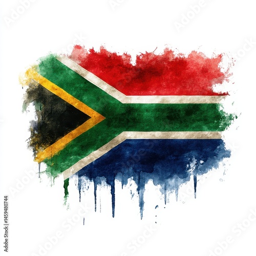 Watercolor South African Flag A Vibrant Artistic Representation