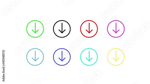 Download arrow icons animation, isolated on white background.