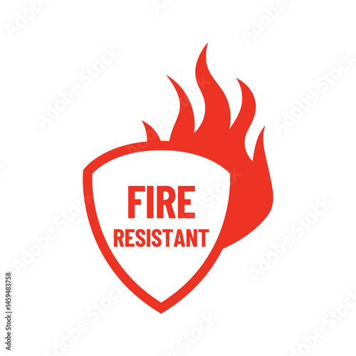 Fire Resistant Icon or Fire Resistant Label Isolated on white background.