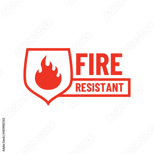 Fire Resistant Icon or Fire Resistant Label Isolated on white background.