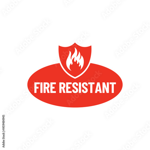 Fire Resistant Icon or Fire Resistant Label Isolated on white background.