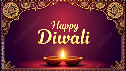 Digital Happy Diwali Art for Branding, Invitations, and Festival Announcements - Perfect for Festival Wishes, Marketing, and Social Media Use