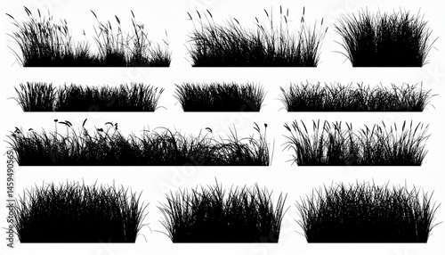 grass silhouettes set
