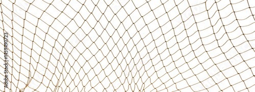 Football or tennis net. torn Rope mesh on a white background close-up