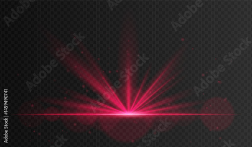 Deep red glowing spotlight with wide beams and floating sparkles. Used for celebration visuals, concert lighting, and fantasy intros.