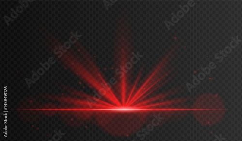 Deep red glowing spotlight with wide beams and floating sparkles. Used for celebration visuals, concert lighting, and fantasy intros.