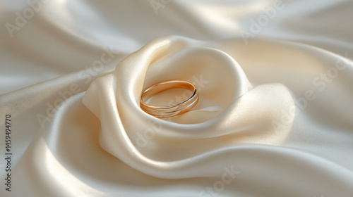 Elegant fabric napkin paired with a ring showcased on a plain white surface