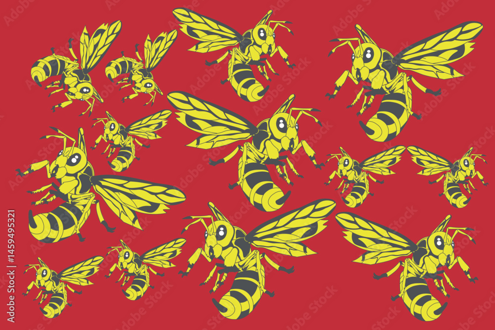 Obraz premium anime seamless of monsters bee made in cirebon, west java indonesia.